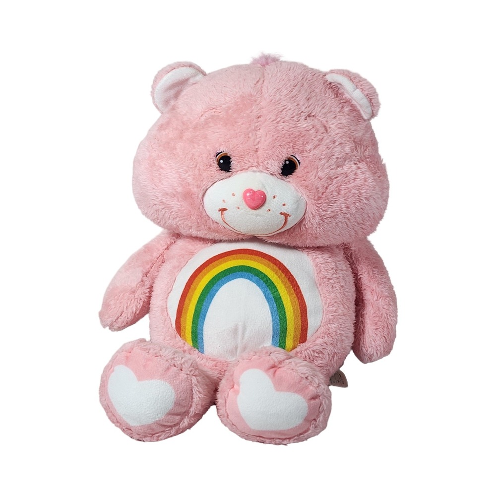 Care Bears Cheer Bear Pink Rainbow Plush Stuffed Animal 21 Inch Just Play